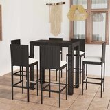  7-dijelni vrtni barski set od poliratana s jastucima crni Crna 100 cm table length Cene