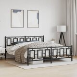  Metalni okvir kreveta uzglavlje i podnožje crni 183x213 cm | shoptok.hr