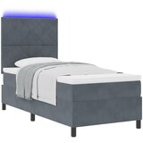 vidaXL Krevet s Box springom i Madracem & LED Tamno Siva 90x200 cm Baršun | shoptok.hr
