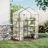 Outsunny pravokotni rastlinjak za vrt in teraso 143x73x195cm, PVC ponjava in 8 polic, dvižna vrata na tečajih, (20708456) Cene