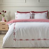 Catherine Lansfield Crvena/bijela posteljina za krevet za jednu osobu 135x200 cm Bow Embroidery – | shoptok.hr