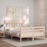 vidaXL Posteljni okvir z vzglavjem 120x200 cm trden les | Shoptok.si