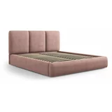 Mazzini Beds Svijetlo ružičasti tapecirani bračni krevet s prostorom za odlaganje s podnicom 180x200 cm Brody –