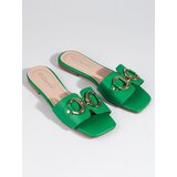 SHELOVET Elegant green slippers with buckle Cene