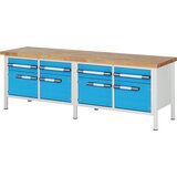 eurokraft pro delovna miza z ogrodjem serije 8, 4 predali 180 mm, 4 vrata 360 mm, šxg 2500 x 700 mm Cene