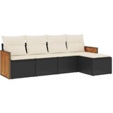Maison Chic Seti vrtnega pohištva - Vrtna garnitura - Vrtni pohištvo set 5-delna z blazinami črn poli ratan, (21818615) | Shoptok.si