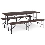 Modern Home catering stol 180 cm + 2 klupe - smeđi | shoptok.hr