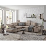 CARRYHOME KOTNA SEDEŽNA GARNITURA, mikrovelur krem barve | Shoptok.si