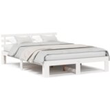 vidaXL Bela lesena postelja Bela Les 150 x 200 cm Vzdržljiva | Shoptok.si