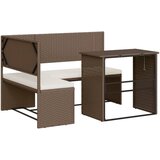  The Living Store Vrtni kavč z mizo in blazinami v obliki črke L rjav poli ratan - Vrtni Kavč, (21459558) | Shoptok.si