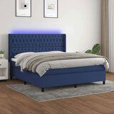  Box spring s madracem LED plavi 160x200 cm od tkanine | shoptok.hr