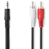 Nedis CAGL22200BK15, stereo audio kabl 3,5 mm muški, 2x rca muški, niklovani, 1,50 m, crni | Eponuda.com