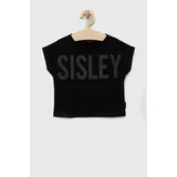 Sisley Dječja pamučna majica kratkih rukava boja: crna