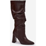 Boto Insulated Women's Boots on Heel with Ruffles Chocolate Dariane | shoptok.hr