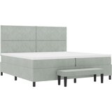  Krevet s podnicom s dušekom &amp klupom svjetlosiva 200x200 cm baršun | shoptok.hr