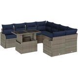 vidaXL Vrtna sedežna garnitura z blazino 9 pcs Siva Poly ratan, (5000021255) | Shoptok.si