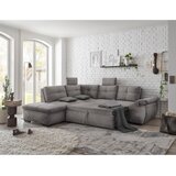 CARRYHOME KOTNA SEDEŽNA GARNITURA, mikrovelur svetlo siva | Shoptok.si
