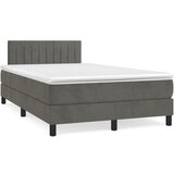 vidaXL Box spring postelja z vzmetnico temno siv 120x190 cm žamet Cene