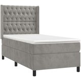  Box spring s madracem LED svjetlosivi 100x200 cm baršun | shoptok.hr