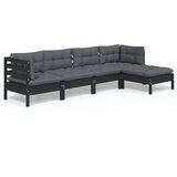 The Living Store Vrtna sedežna garnitura 5-delna z blazinami črna borovina - Vrtna Sedežna Garnitura, (21422308) | Shoptok.si