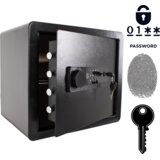 NIKCORP Biometrični sef na prstni odtis, kodo in ključ, 36x40x30 cm, jeklen oklepljen domaci sef z alarmom in polico, črn, (5000159557) | Shoptok.si