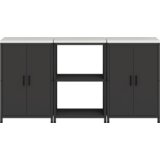 vidaXL Kuhinjski set za shranjevanje 3 pcs Črna 180 x 50 x 92 cm | Shoptok.si
