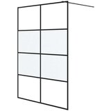 Pregrada za tuš crna 140 x 195 cm s napola mutnim staklom ESG | shoptok.hr