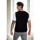 Dewberry 90862 Mens Knitwear Vest-BLACK Cene