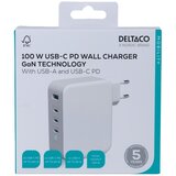 Deltaco USB-C kućni punjač, 1x USB-A, 3x USB-C, total 130 W, BIJELI Slike
