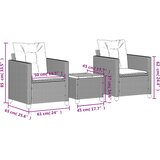  3-dijelni bistro set s jastucima poliratan i drvo bagrema sivi | Eponuda.com