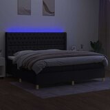  Box spring s madracem LED crni 200x200 cm od tkanine | shoptok.hr