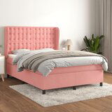 The Living Store Box spring postelja z vzmetnico roza 140x200 cm žamet - Box Spring Postelja, (21489376) | Shoptok.si