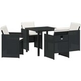  Set od 5 delova za obedovanje u vrtu s jastučićima crni poli ratan | shoptok.hr