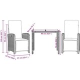  3-dijelni bistro set s jastucima crni od poliratana | shoptok.hr