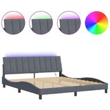 vidaXL Okvir kreveta s LED svjetlima tamnosivi 180 x 200 cm baršunasti | shoptok.hr
