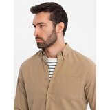 Ombre Men's REGULAR FIT cotton shirt with pocket - light brown | Eponuda.ba