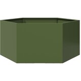 vidaXL Vrtno korito olivno zelena šestkotnik 104x90x45 cm jeklo Cene