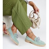 Gemre Light green suede loafers with Zemzem crystals | Shoptok.si