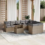 The Living Store Vrtna sedežna garnitura 10-delna z blazinami bež poli ratan - Vrtna Sedežna Garniture, (21477302) | Shoptok.si