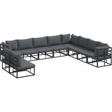 Sjedeća garnitura za vrt s jastukom 10 pcs Crna Aluminij | shoptok.hr