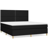 vidaXL Box spring postelja z vzmetnico črna 180x200 cm blago | Shoptok.si