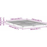  Krevetna konstrukcija Bijelo 140 x 210 cm Čvrsto borovo drvo | shoptok.hr