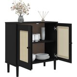  Komoda SENJA crna izgled ratana 80x35x80 cm masivna borovina | shoptok.hr