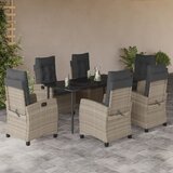 vidaXL 7-dijelni vrtni blagovaonski set od poliratana s jastucima sivi | shoptok.hr