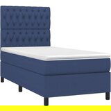  Box spring postelja z vzmetnico LED modra 90x200 cm blago | Shoptok.si