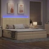  LED krevet za pohranu s madracem Krema 200 x 200 cm Tkanina | shoptok.hr