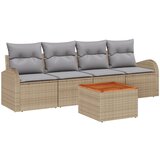 vidaXL 5-dijelni set vrtne sofe s jastučićima bež ratan akacija, 2-sjedna vrtna sofa s skladištem i jastučićima bež ratan Cijene