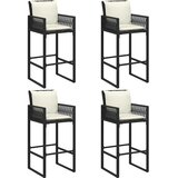  5-dijelni vrtni barski set s jastucima crni poliratana bagrem Crna 145 cm | shoptok.hr