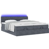vidaXL Otomanski posteljni okvir z vzmetnicami siv 160x200 cm žamet | Shoptok.si