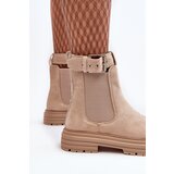 Boto Suede Ankle Boots With Massive Sole Light Beige Ozaro | shoptok.hr